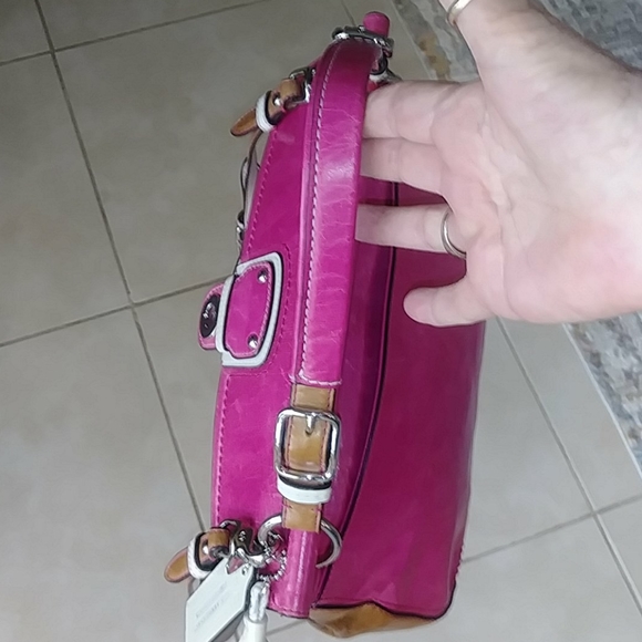 GORGEOUS COLORBLOCK WAXED GENUINE LEATHER 70th ANNIVERSARY COACH WILLIS BAG - Picture 12 of 17